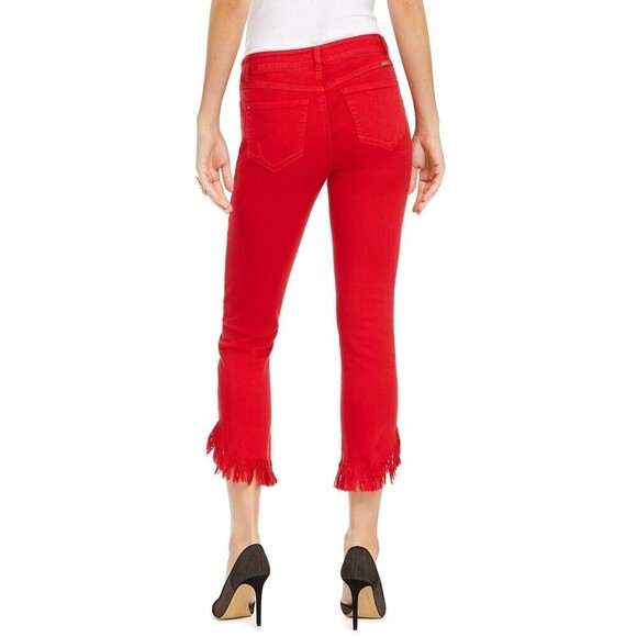 INC International Concepts Angled Mop-Hem Straight-Leg Jeans Real Red 4 - Picture 2 of 2